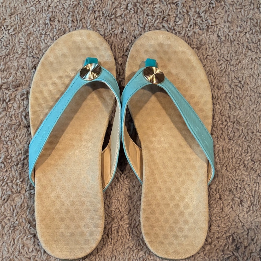 Vionic Turquoise and Tan Sandals for Women